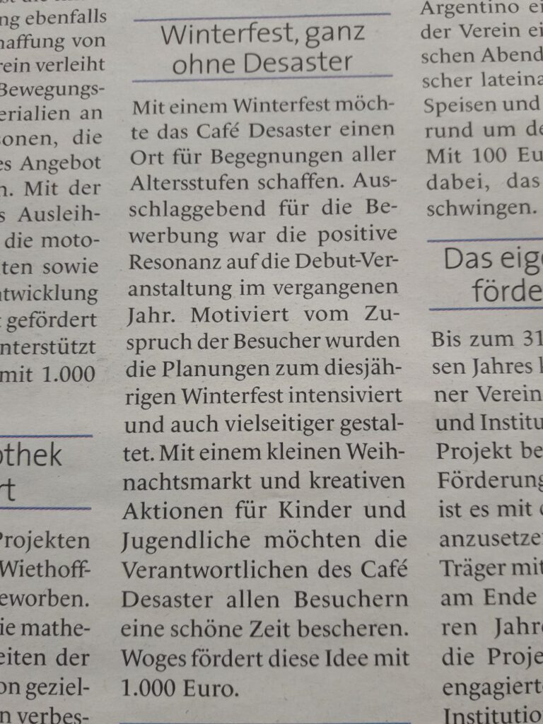 der Abschnitt über das Cafe Desaster noch mal in groß